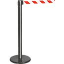 Afzetpaal met trekband antraciet, trekband rood/wit