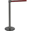 Afzetpaal met trekband antraciet, trekband zwart/rood