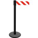 Afzetpaal met trekband GLA 29, zwart, trekband rood/wit