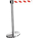 Afzetpaal met trekband nirosta, trekband rood/wit