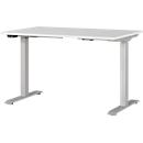 Agenda bureau, elektrisch in hoogte verstelbaar, B 1200 x D 800 x H 720-1200 mm, lichtgrijs/zilver + geheugen USB-paneel