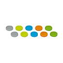 Aimants néodyme Maul, 10 pièces, enrobage silicone, jusqu'à 0,8 kg, Ø 18 x P 4 mm, couleurs assorties