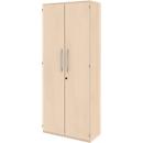 Aktenschrank BARI, 6 Ordnerhöhen, mit Mitteltrennwand, B 1000 x T 430 x H 2174 mm, Ahorn/Ahorn/Alu