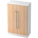 Aktenschrank TARVIS, mit Griff ohne Schloss, 3 Ordnerhöhen, B 800 x T 420 x H 1270 mm, weiss/Eiche-Dekor