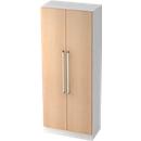 Aktenschrank TARVIS, mit Griff ohne Schloss, 5 Ordnerhöhen, B 800 x T 420 x H 2004 mm, weiss/Eiche-Dekor