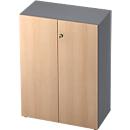 Aktenschrank TOPAS LINE, 3 Ordnerhöhen, Türen abschließbar, graphit/Eiche-Dekor