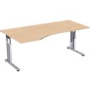 ALICANTE Writing Desk, free-standing, left extension, W 1800 x D 1000/800 x H 680-820 mm, beech finish