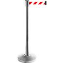ALLROUNDLINE strap post, made of stainless steel, strap dimensions L 4000 x W 50 mm, set of 2, red/white hatched