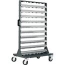 Almacén móvil para piezas pequeñas, con capacidad de carga por ambos lados, sin cajones de almacenamiento a la vista, An 825 x Pr 550 x Al 1450 mm, acero, gris antracita RAL 7016