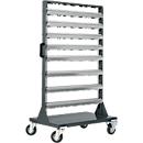 Almacén móvil para piezas pequeñas Schäfer Shop Select, con capacidad de almacenamiento en ambos lados, sin cajones de almacenamiento a la vista, An 825 x Pr 550 x Al 1450 mm, acero, gris antracita RAL 7016