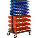 Almacén móvil para piezas pequeñas Schäfer Shop Select, con capacidad de almacenamiento en dos lados, incluye 40 cajas de almacenamiento a la vista SSI Schäfer LF 221 y 70 cajas de almacenamiento a la vista SSI Schäfer LF 211, 825 mm de ancho x 55...
