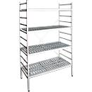 Aluminium clip-on shelving unit, base module, with 4 plastic mesh shelves, H 1800 x W 800 x D 500 mm