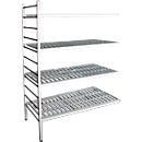 aluminium legbordstelling, aanbouwsectie, met 4 roosterborden van kunststof, H 1800 x B 1000 x D 600 mm
