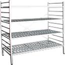 aluminium legbordstelling, basissectie, met 4 roosterborden van kunststof, H 1800 x B 1500 x D 500 mm
