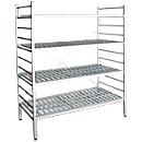 aluminium legbordstelling, basissectie, met 4 roosterborden van kunststof, H 1950 x B 1200 x D 500 mm