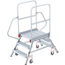 Aluminium platform ladder with castors, bilateral, 3 steps