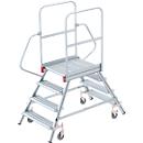 Aluminium platform ladder with castors, bilateral, 4 steps