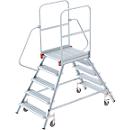 Aluminium platform ladder with castors, bilateral, 5 steps