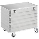 Aluminium transportwagen, met deksel en cilinderslot, 415 l