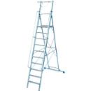 Aluminium trapladder, met groot platform, met veiligheidsbeugel en ketting, 10 treden
