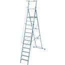 Aluminium trapladder, met groot platform, met veiligheidsbeugel en ketting, 12 treden