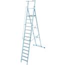 Aluminium trapladder, met groot platform, met veiligheidsbeugel en ketting, 14 treden