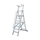 Aluminium trapladder, met groot platform, met veiligheidsbeugel en ketting, 4 treden