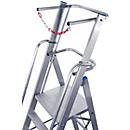 Aluminium trapladder, met groot platform, met veiligheidsbeugel en ketting, 6 treden