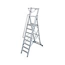 Aluminium trapladder, met groot platform, met veiligheidsbeugel en ketting, 8 treden