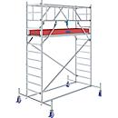 Aluminum mobile scaffold tower KRAUSE Series 10, 200 kg/m², TÜV-tested, height-adjustable castors, L 2500 x W 750 x H 4400 mm