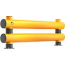 Ampere Rammschutz-Barriere Rack-Mammut®, Doppelplanke, Kunststoff, L 8000 x H 690 mm, verkehrsgelb