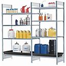 Anbauregal RSG-V 1064 für Gefahrstoffregal asecos RSG-V 1064, B 1010 x T 640 x H 2000 mm, mit 28 l PE-Auffangwanne, 3 Stahl-Gitterostböden