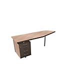 Anbautisch mit Container X-TIME-WORK, Freiform, B 1900/1000 x T 600 x H 740 mm, links, Ulme/Alu