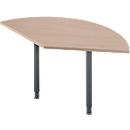 Ansatztisch Ergo-T 2.0, 135° Winkel, Quadratrohrfuß, B 800 x T 800 x H 718-898 mm, Eiche-Dekor/anthrazit