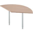 Ansatztisch Ergo-T 2.0, 135° Winkel, Quadratrohrfuß, B 800 x T 800 x H 718-898 mm, Eiche-Dekor/weißalu