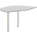 Ansatztisch links BARI, 2 Stützfuße, Form B, Bogen, B 1050 x T 1260 x H 680-820 mm, hellgrau