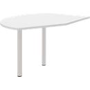 Ansatztisch links BARI, 2 Stützfuße, Form B, Bogen, B 1050 x T 1260 x H 680-820 mm, weiß