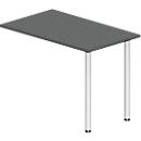 Ansatztisch NEVADA, Rechteck, B 1000 x T 600 x H 740 mm, Rundrohr, dunkelgrau/weiß