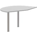 Ansatztisch rechts BARI, 2 Stützfuße, Form A, Bogen, B 1050 x T 1260 x H 680-820 mm, hellgrau