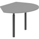 Ansatztisch rechts BARI, 2 Stützfuße, Form A, Bogen, B 1050 x T 1260 x H 680-820 mm, mittelgrau