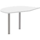 Ansatztisch rechts BARI, 2 Stützfuße, Form A, Bogen, B 1050 x T 1260 x H 680-820 mm, weiß