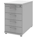 Anstellcontainer BARI, 4 Schübe & 1 Utensilienauszug, abschließbar, B 433 x T 800 x H 720 mm, hellgrau