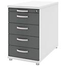 Anstellcontainer BARI, 4 Schübe & 1 Utensilienauszug, abschließbar, B 433 x T 800 x H 720 mm, weiß/anthrazit