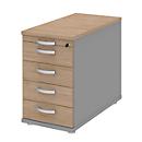 Anstellcontainer BARI, Materialauszug, 4 Schubkästen, abschließbar, B 433 x T 800 x H 720 mm, Eiche-Dekor/mittelgrau