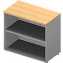 Anstellregal ARLON OFFICE, 2 offene Fächer, B 800 x T 450 x H 730 mm, Buche-Dekor/alufarben