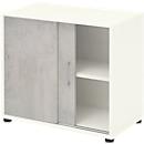 Anstellschrank TEMPIO, aus Holz, 2 Schiebetüren, 2 OH, B 800 x T 430 x H 740 mm, weiß/Beton
