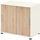 Anstellschrank TEMPIO, aus Holz, 2 Schiebetüren, 2 OH, B 800 x T 430 x H 740 mm, weiß/Sonoma Eiche