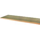 Arbeitsplatte, 45 mm stark, Gewindehülsen, grüne Kunststoffbeschichtung, mit Hartholzrahmen, B 2000 x T 700 mm