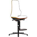 Arbeitsstuhl bimos NEON, Permanentkontakt, Grundmodell ohne Polsterelement, Gleiter + Aufstieg, Flexband orange