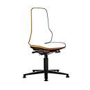 Arbeitsstuhl bimos NEON, Synchronmechanik, Grundmodell ohne Polsterelement, mit Gleitern, Flexband orange